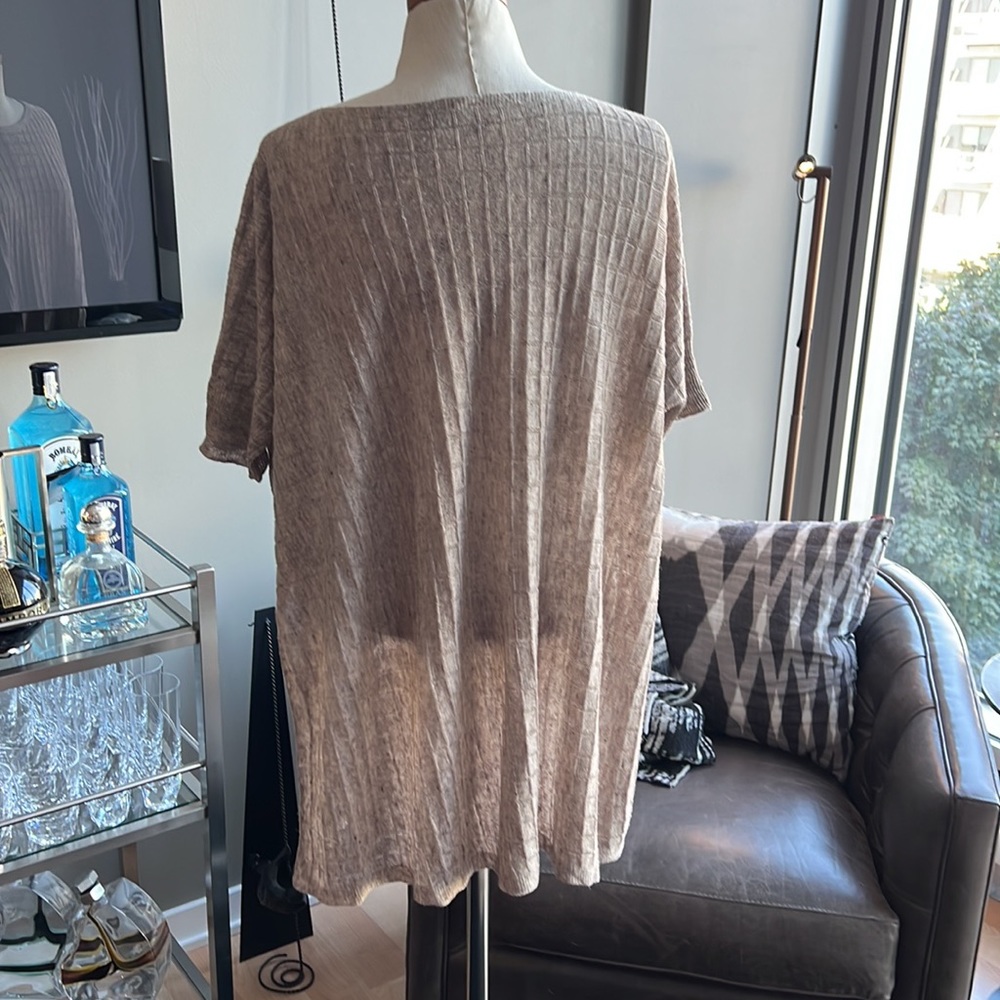 Eileen Fisher Lightweight Linen Melange Grid Tunic Top Size XXS/XS - Picture 6 of 10